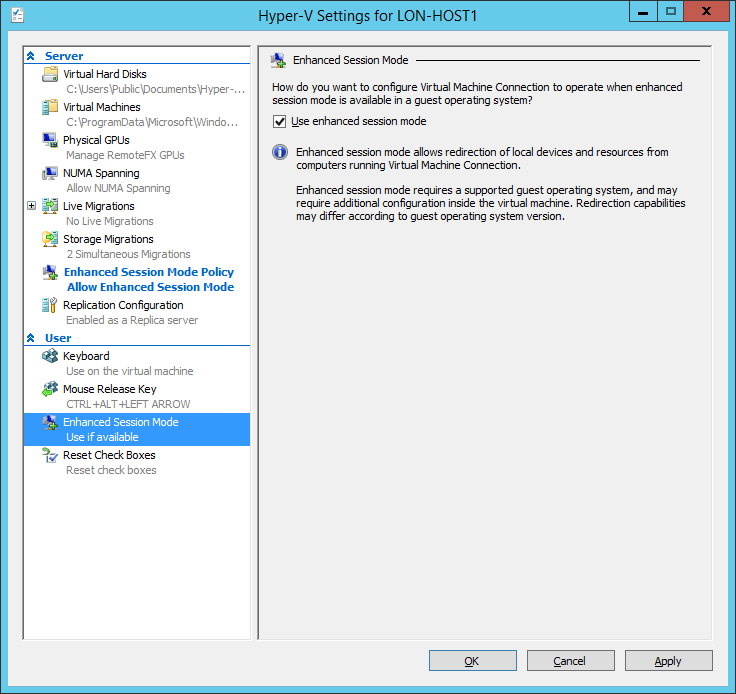 How to enable / disable Hyper-V Enhanced Session Mode in Windows 10