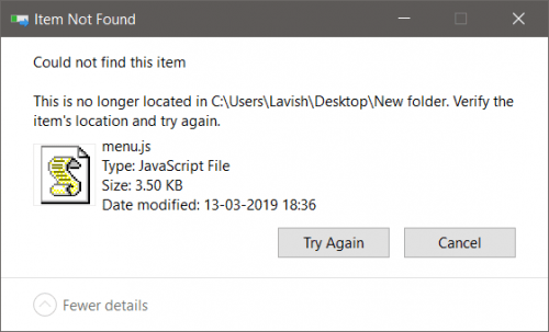 How to resolve the "Could Not Find This Item" error in Windows 10