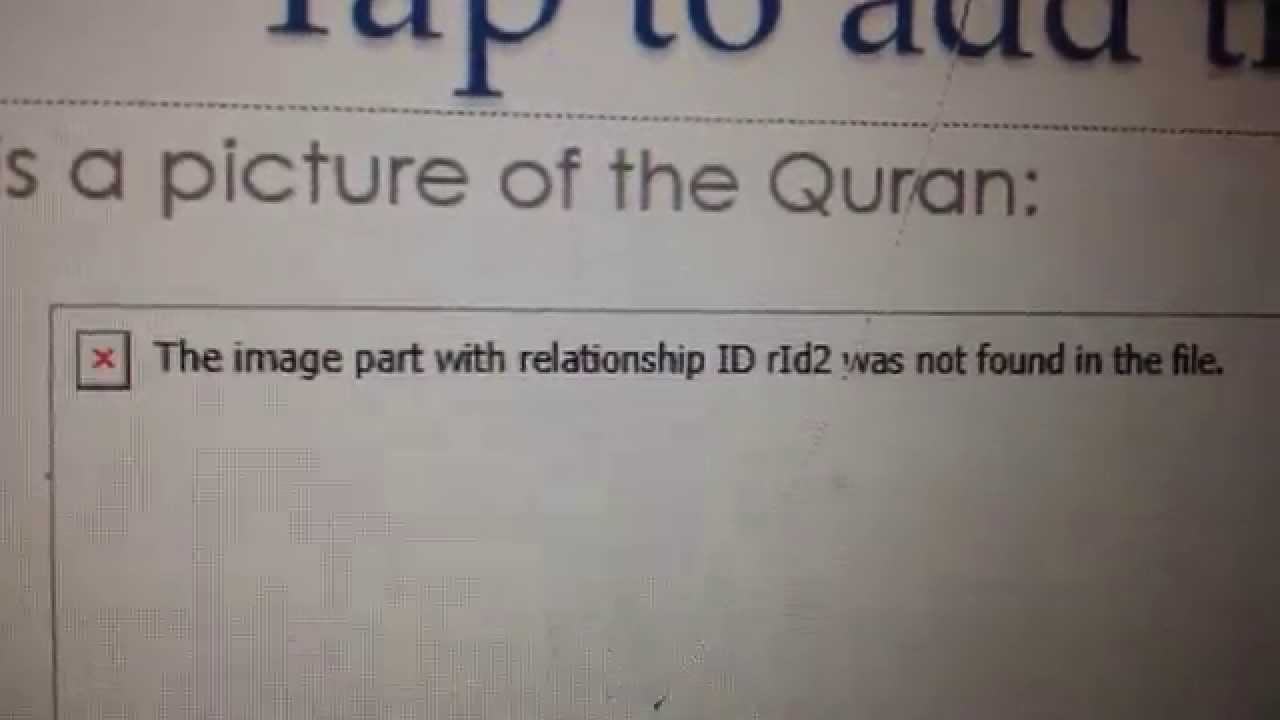 How to fix The image part with relationship ID rId2 was not found in the file