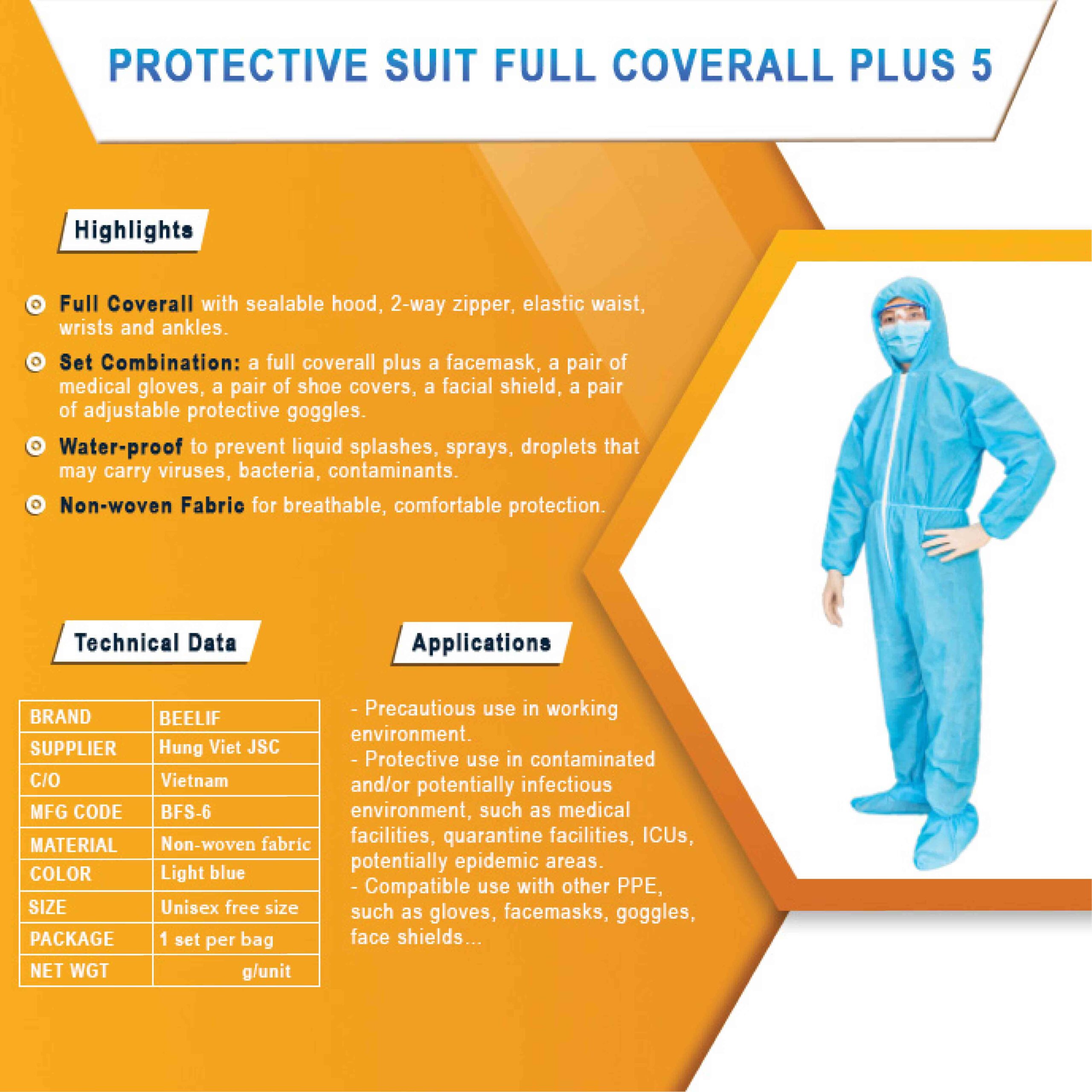 Protective suit full coverall & shoe covers