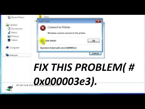 How to fix operation failed with error 0x000003e3 -cannot connect to printer in windows 10 64bit pro