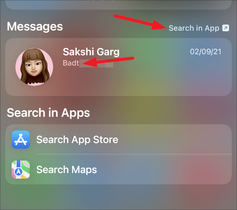 Search in the app