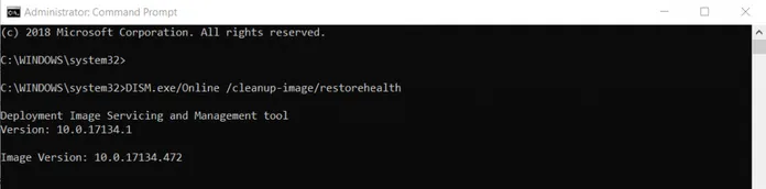 restorehealth in the command prompt window