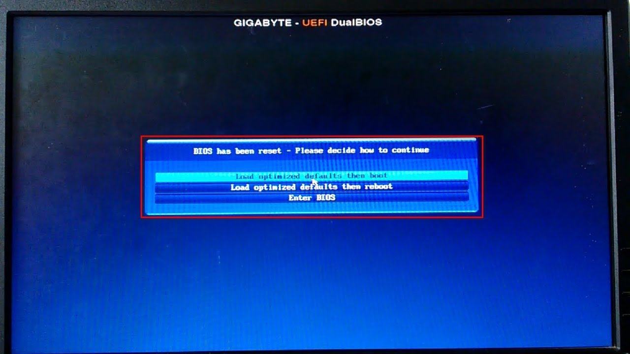 Fixed: Bios has been reset Please decide how to continue 2017
