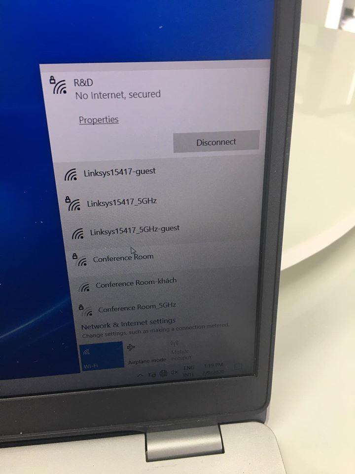 Error of wifi connection saying "No Internet, secured" on windows 10
