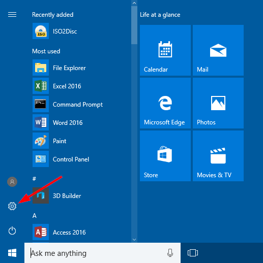 Open the Settings app from the Start Menu