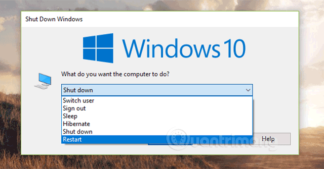 Restart the computer using Alt + F4