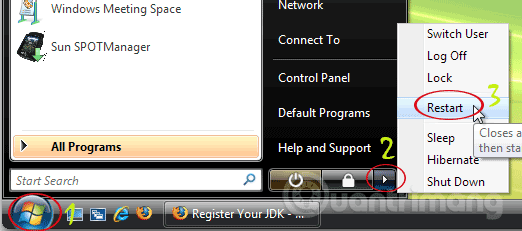Restart Windows Vista