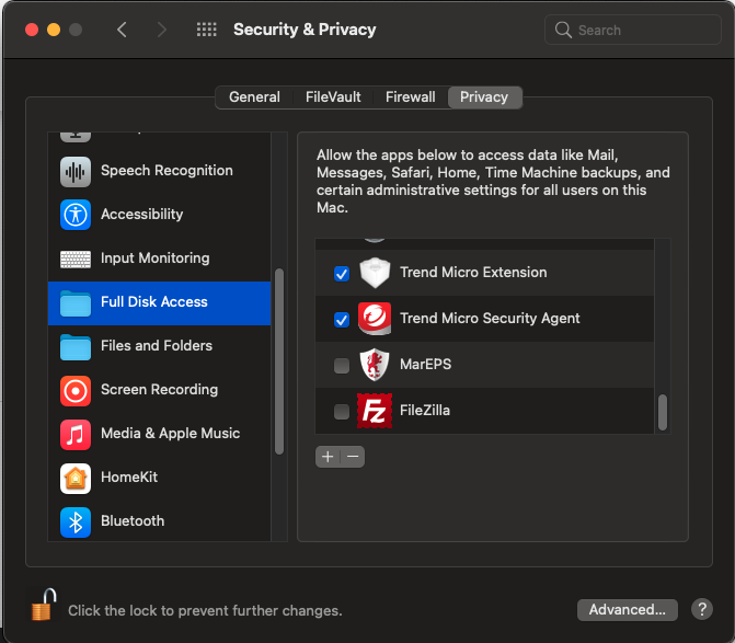 How to disable "Full disk access" pop-ups for Mac OS