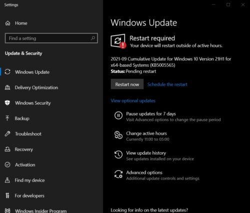 Block windows 10 update kb5005565