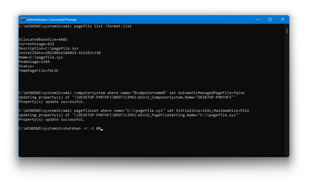 set the initial and maximum virtual memory size