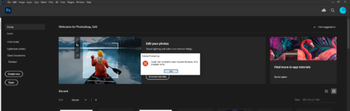 Can t close Photoshop program error