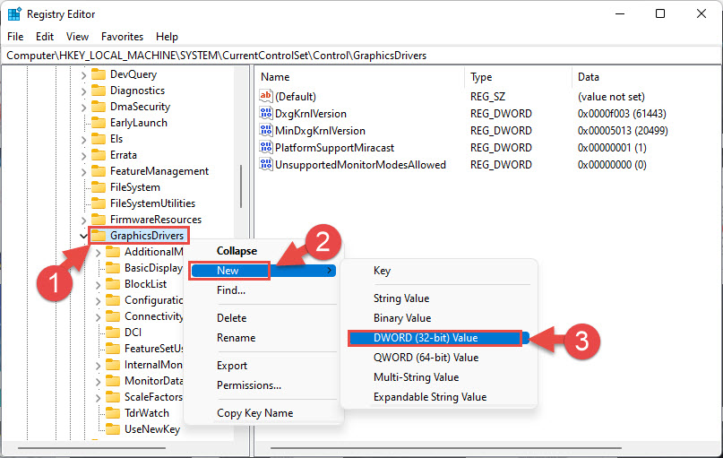 click DWORD 32-bit Value