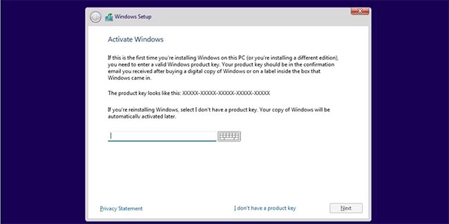 Enter the product key
