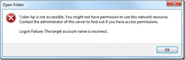 How do you fix is not accessible you might not have permission to use this network resource?